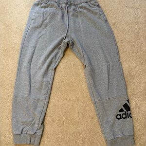 Adidas men’s Gray Joggers with Black Logo